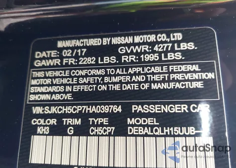 2017 Infiniti Qx30 Luxury z USA, uszkodzony, nr VIN SJKCH5CP7HA039764